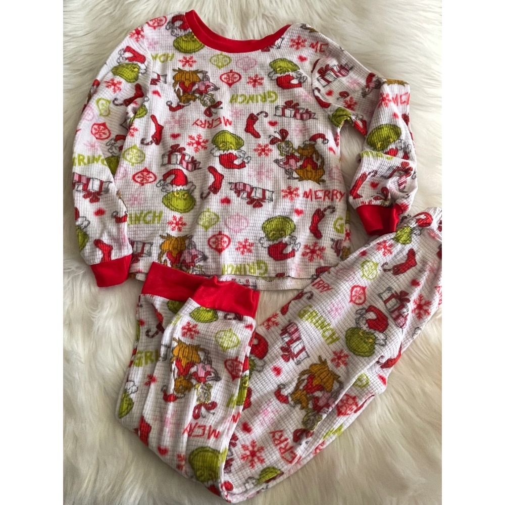 Girls Christmas The Grinch Max Pajama Set Size S 6/6X 2 Pieces Used